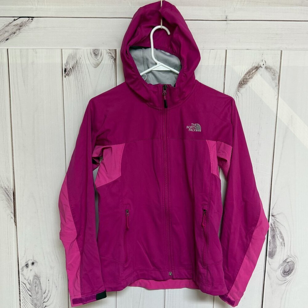 The North Face Windstopper Jacket Women’s Medium Pink Hooded‎ EUC